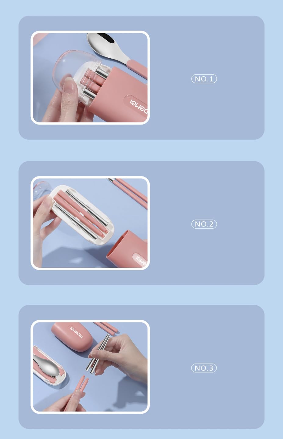 SteelGo: Portable Travel Cutlery Set – Stainless Steel Fork, Spoon & Chopsticks with Case for Office, Camping & Travel - Juggledrops