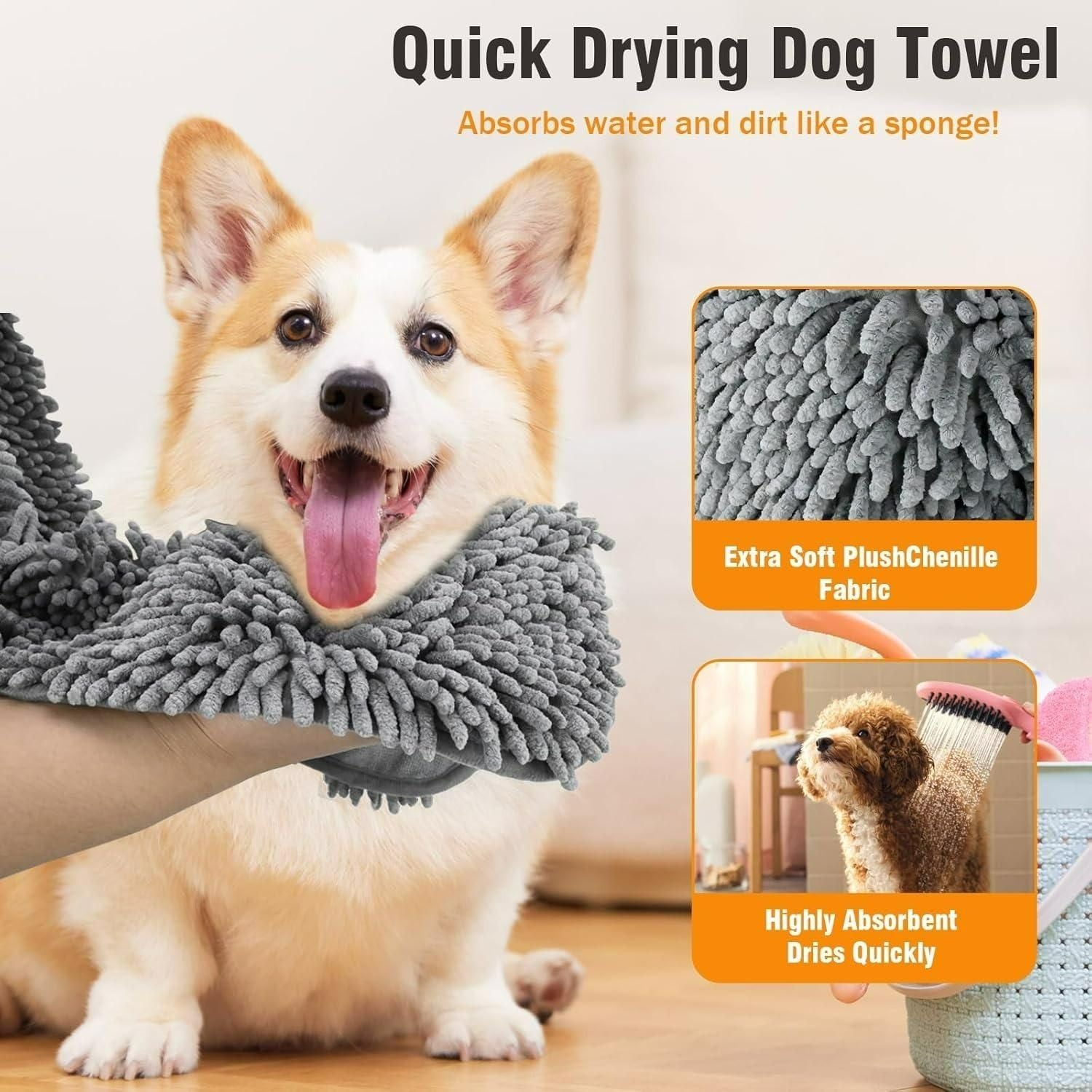 Ultra Absorbent Microfiber Dog Drying Towel – Quick Dry Pet Bath Towel for Dogs & Cats - Juggledrops