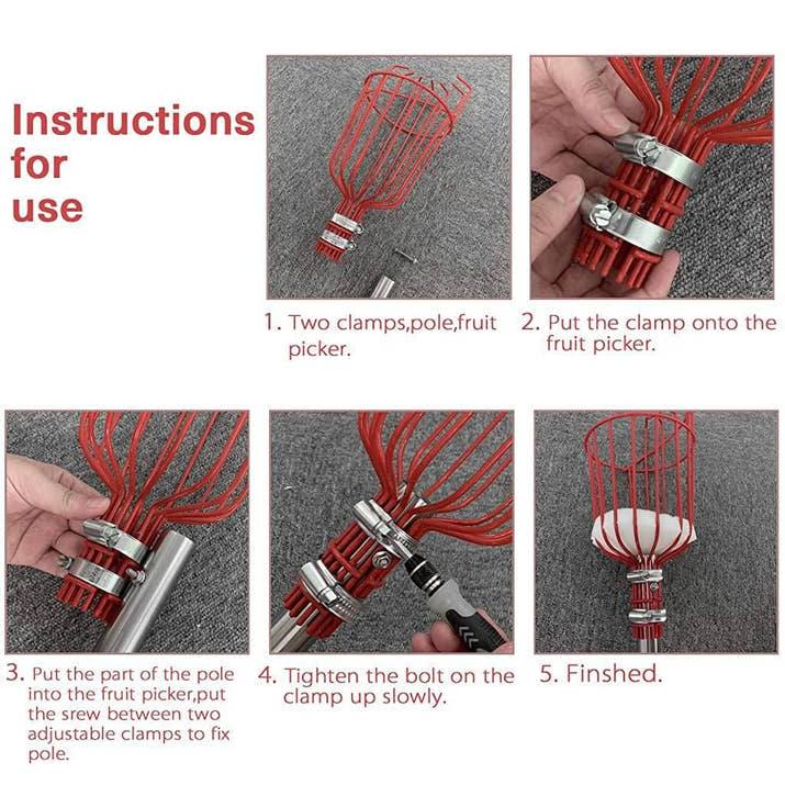 PickPro: Lightweight Metal Fruit Picker Basket for Mangoes, Apples & More - Juggledrops