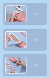 SteelGo: Portable Travel Cutlery Set – Stainless Steel Fork, Spoon & Chopsticks with Case for Office, Camping & Travel - Juggledrops