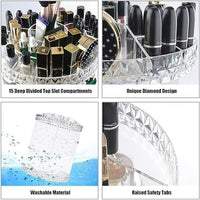 GlamSpin: Acrylic 360° Rotating Makeup Organizer – Adjustable Cosmetic & Jewelry Storage Box - Juggledrops