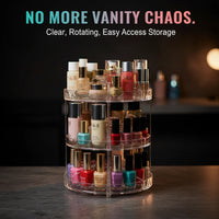 GlamSpin: Acrylic 360° Rotating Makeup Organizer – Adjustable Cosmetic & Jewelry Storage Box