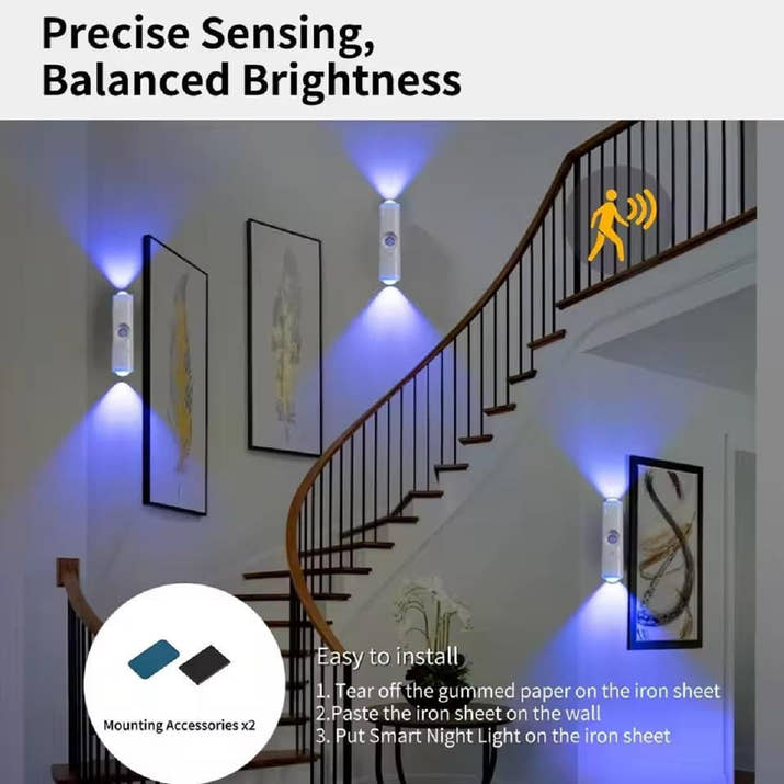GlowEase: Magnetic Sensor LED Wall Light – 3 Color Modes, Wireless & Rechargeable