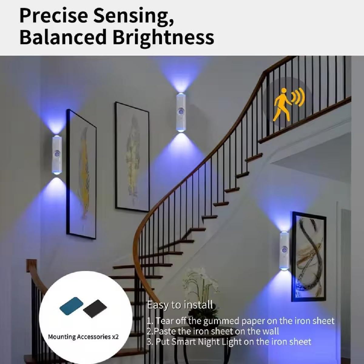 GlowEase: Magnetic Sensor LED Wall Light – 3 Color Modes, Wireless & Rechargeable