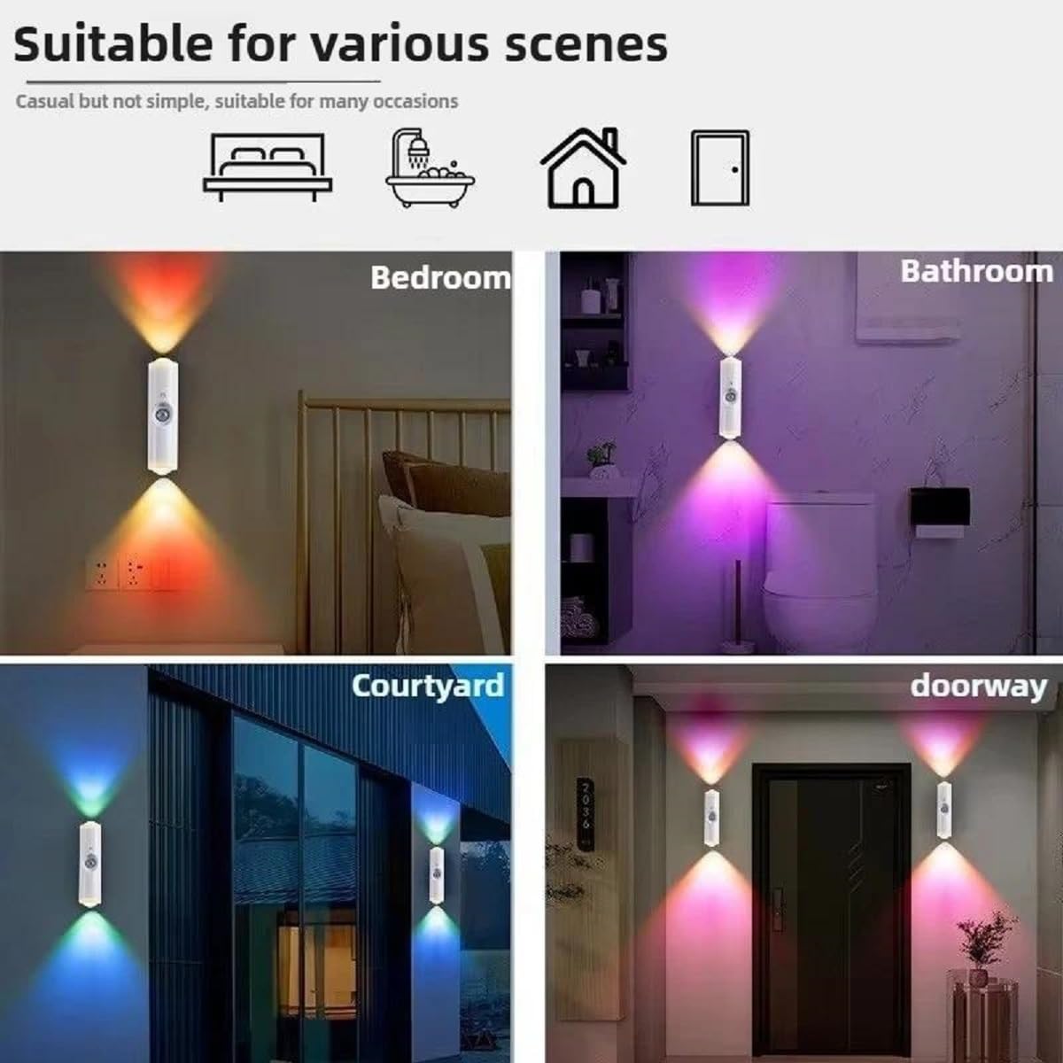GlowEase: Magnetic Sensor LED Wall Light – 3 Color Modes, Wireless & Rechargeable