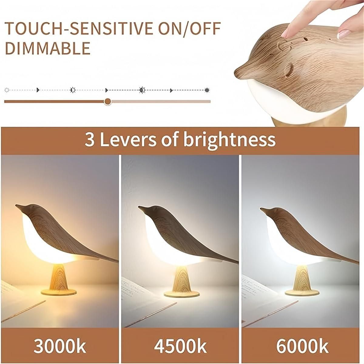 AviGlow: Touch Dimmable Bird Table Lamp with Aromatherapy – USB Rechargeable LED Night Light for Bedroom & Desk - Juggledrops