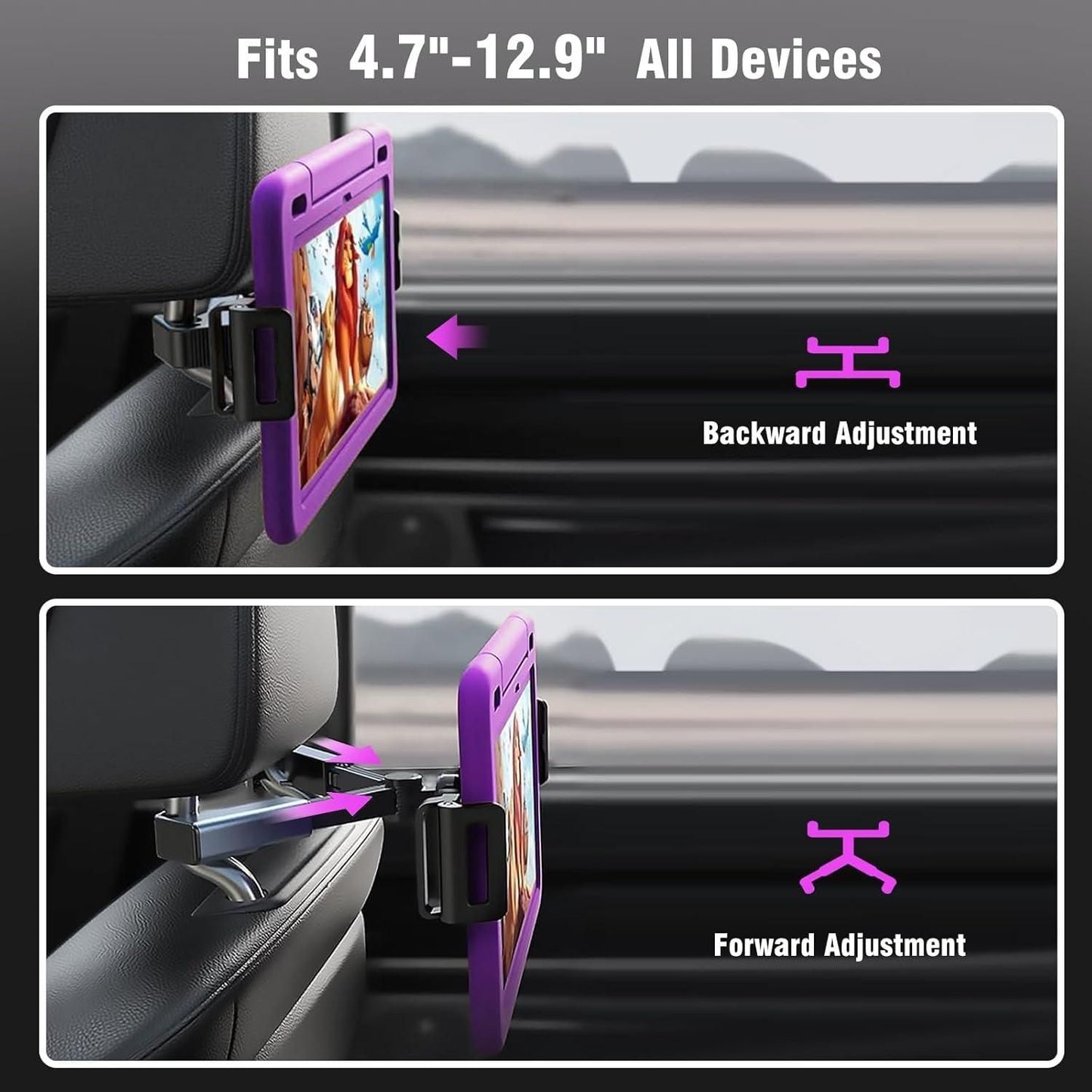 HoldUp: Car Headrest Phone & Tablet Holder – Adjustable Back Seat Mount for Kids & Travel