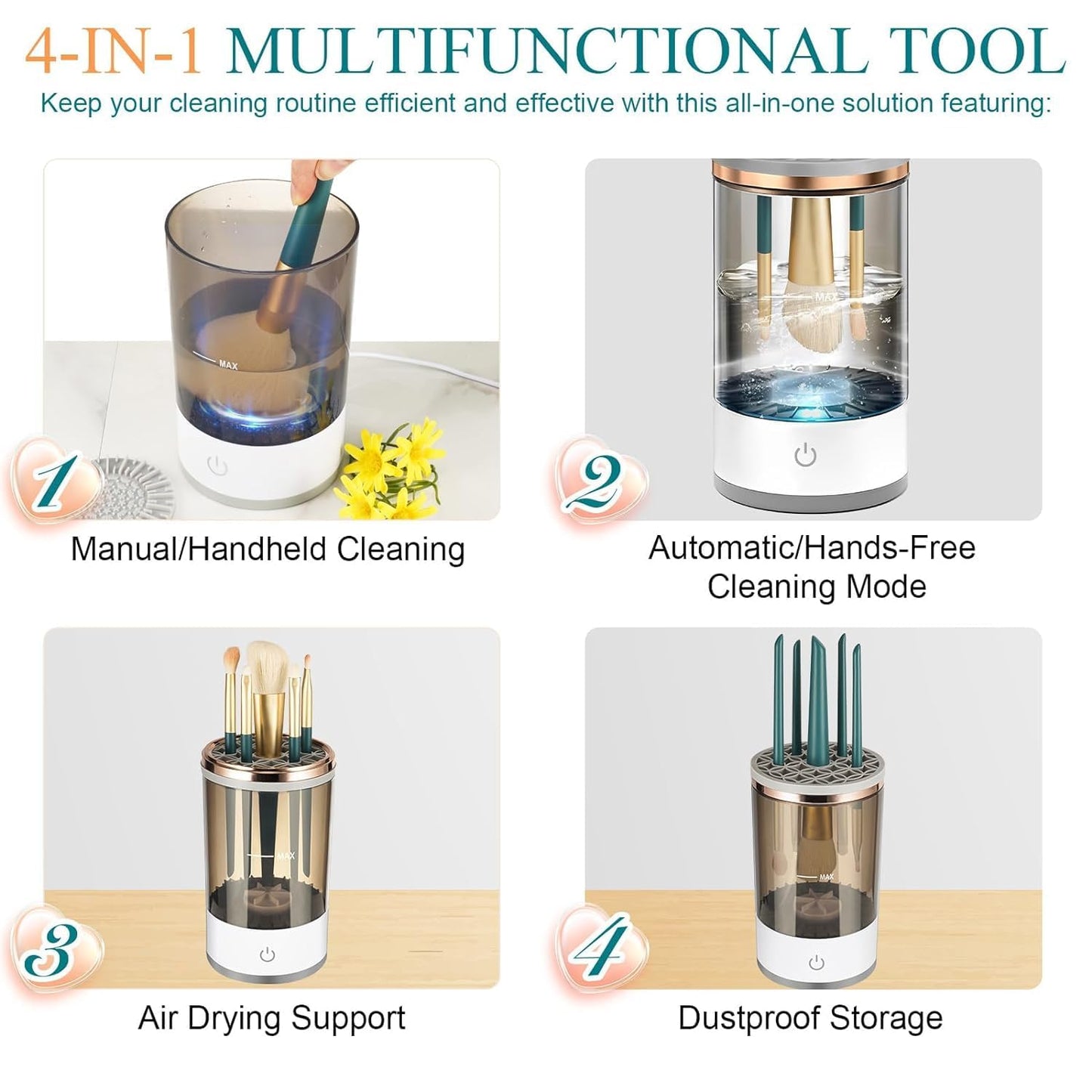 BrushPure: Electric Makeup Brush Cleaner – USB Rechargeable Automatic Deep Cleaning Device