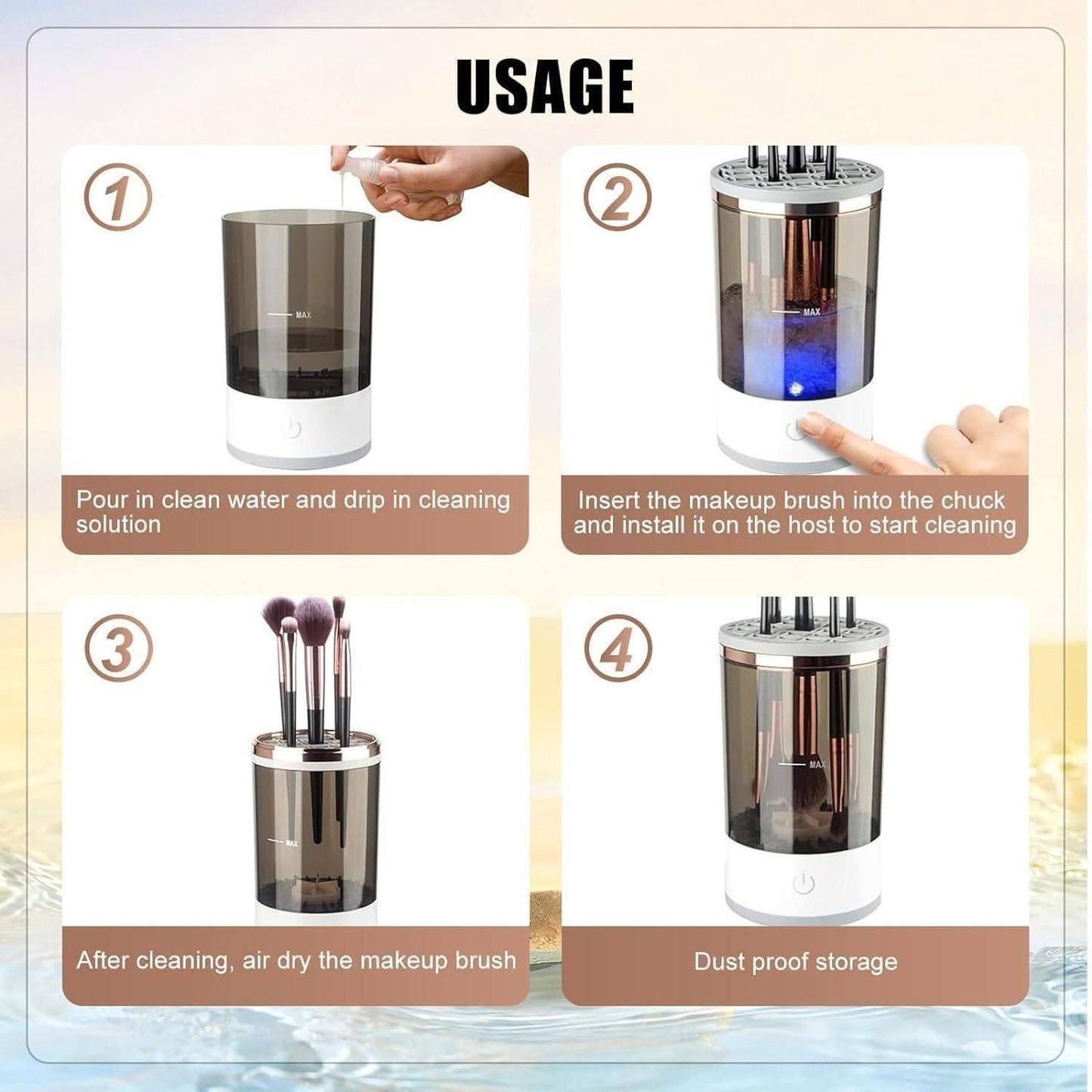 BrushPure: Electric Makeup Brush Cleaner – USB Rechargeable Automatic Deep Cleaning Device
