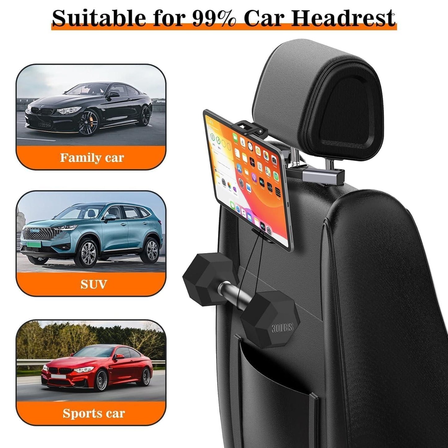 HoldUp: Car Headrest Phone & Tablet Holder – Adjustable Back Seat Mount for Kids & Travel