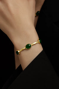 Oval Emerald-Style Crystal Necklace and Bracelet Set for Women - Juggledrops