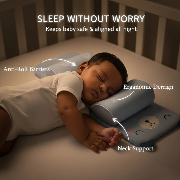 BabyNest:Newborn Head Support Pillow – Anti-Head Tilt, Breathable & Natural Millet Filling