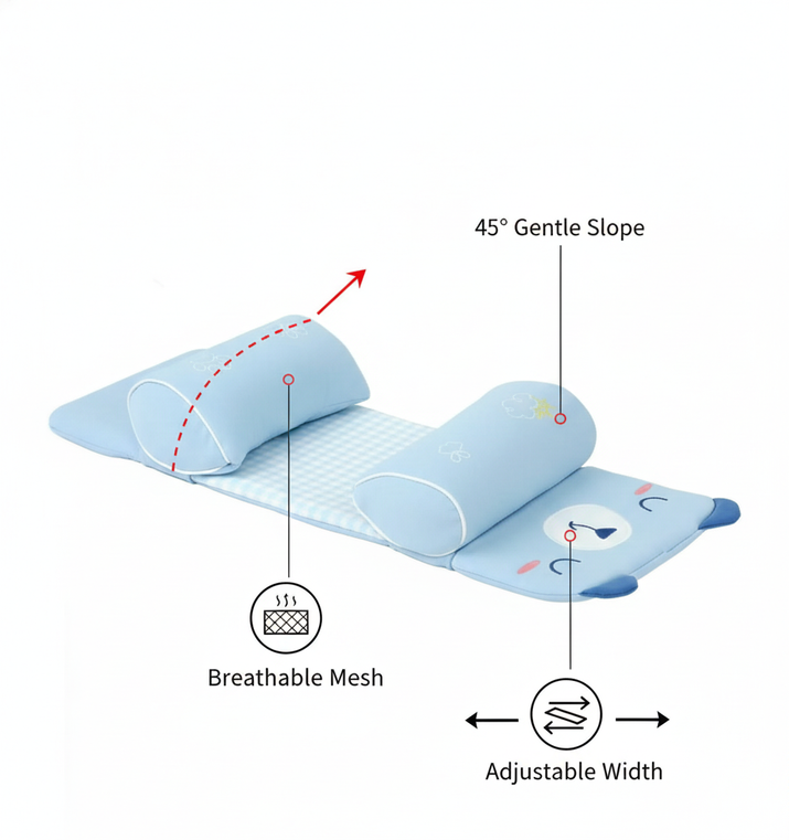 BabyNest:Newborn Head Support Pillow – Anti-Head Tilt, Breathable & Natural Millet Filling - Juggledrops