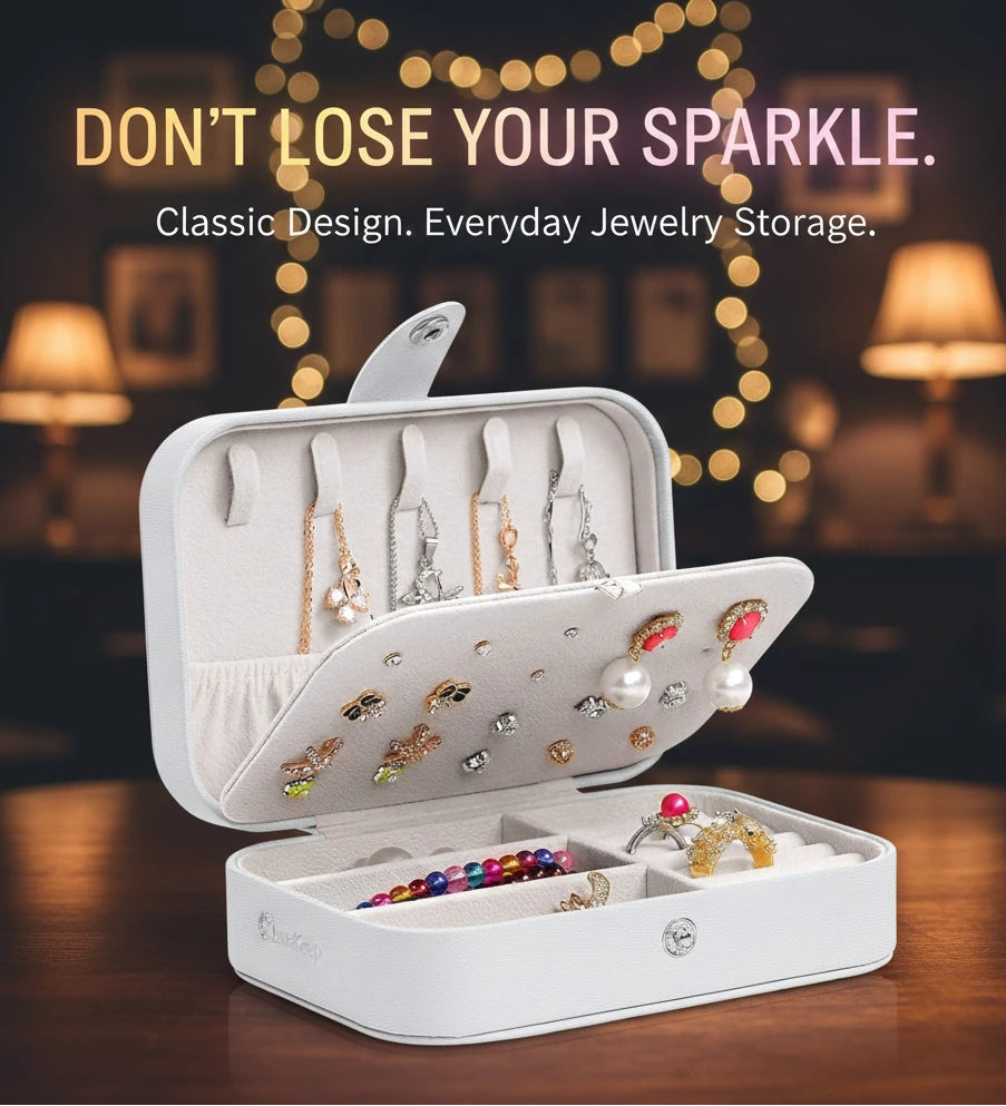 LuxeKeep: PU Leather Jewelry Box Organizer – Double Layer Travel Jewelry Storage Case