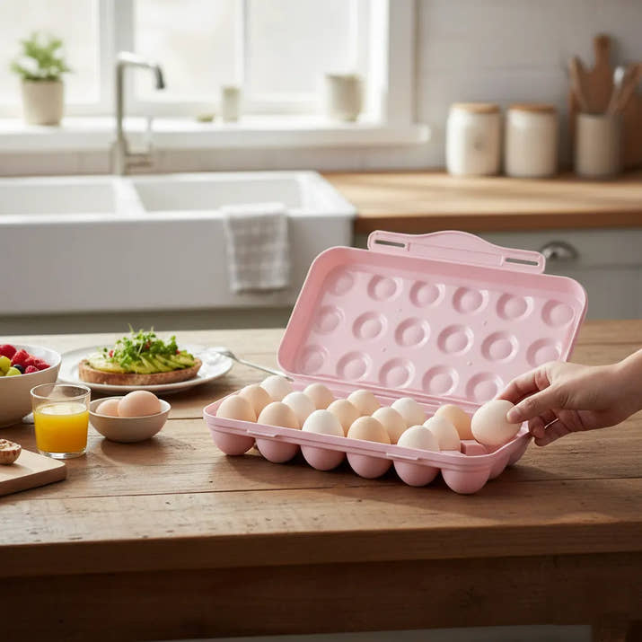 EggNest: BPA-Free 18-Egg Storage Container – Stackable, Spill-Proof & Space-Saving Egg Organizer