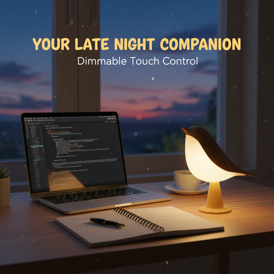 AviGlow: Touch Dimmable Bird Table Lamp with Aromatherapy – USB Rechargeable LED Night Light for Bedroom & Desk