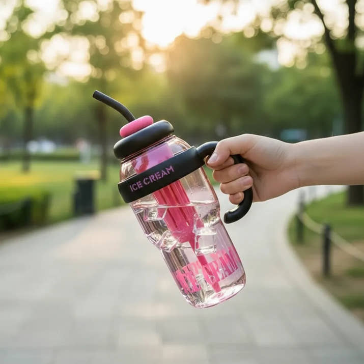 HydroCute: 40oz Crossbody Water Bottle with Strap & One-Click Straw Lid - Juggledrops