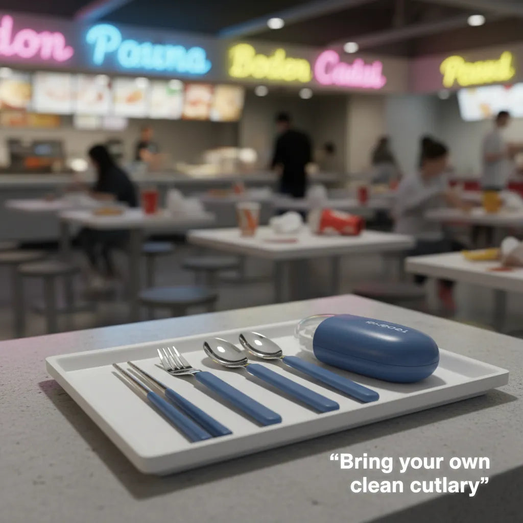 SteelGo: Portable Travel Cutlery Set – Stainless Steel Fork, Spoon & Chopsticks with Case for Office, Camping & Travel