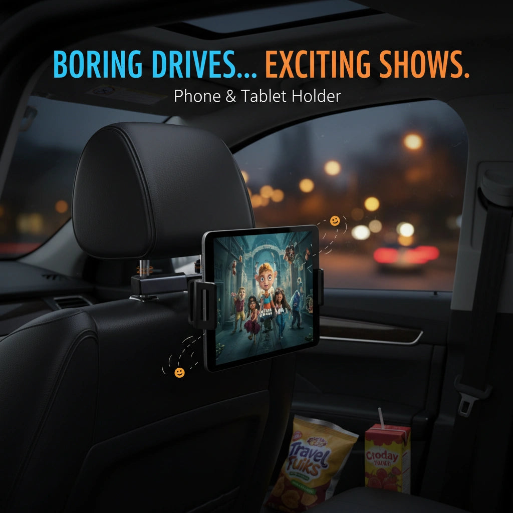 HoldUp: Car Headrest Phone & Tablet Holder – Adjustable Back Seat Mount for Kids & Travel