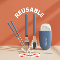 SteelGo: Portable Travel Cutlery Set – Stainless Steel Fork, Spoon & Chopsticks with Case for Office, Camping & Travel