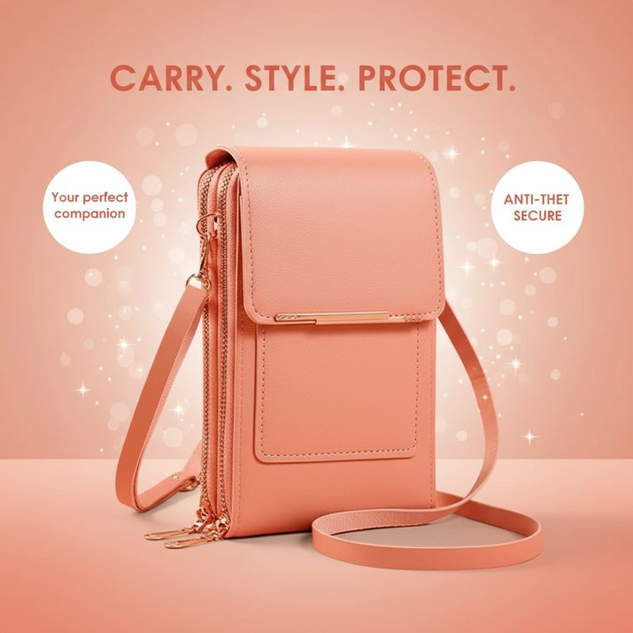 SafeCarry: Anti-Theft RFID Leather Crossbody Phone Bag for Women