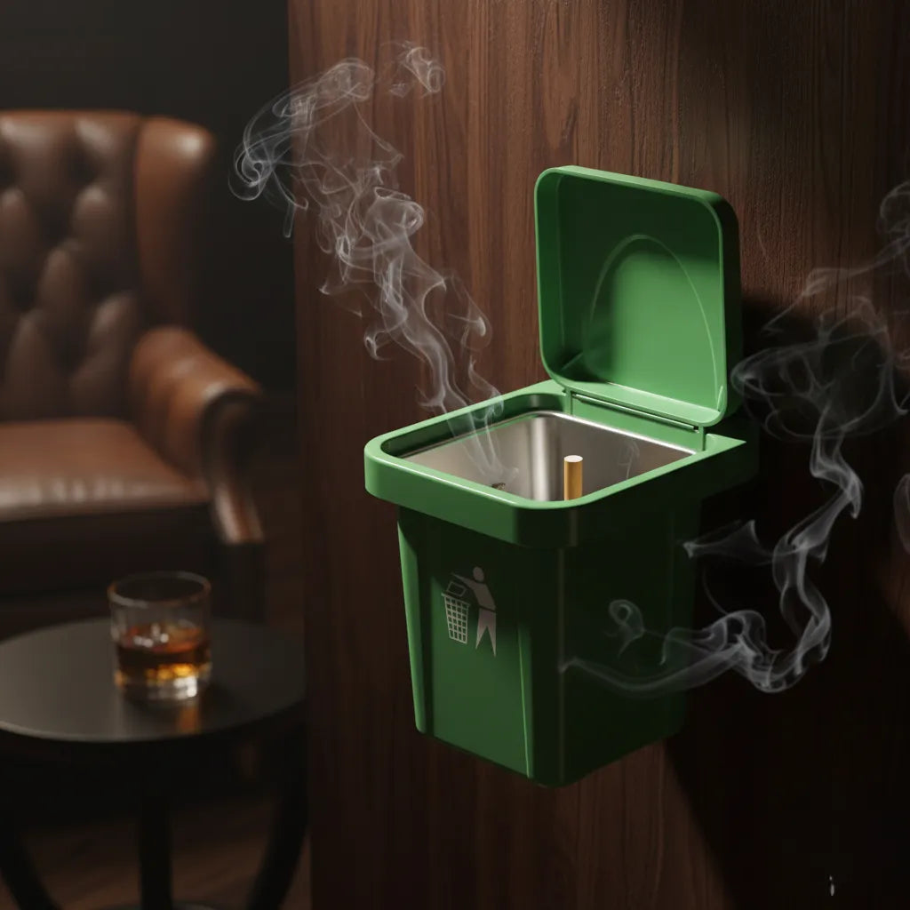 SmokeSafe :2-in-1 Steel Wall Ashtray with Removable Mini Dustbin