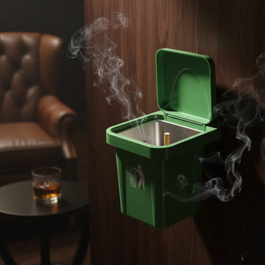 SmokeSafe :2-in-1 Steel Wall Ashtray with Removable Mini Dustbin
