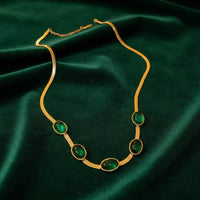 Oval Emerald-Style Crystal Necklace and Bracelet Set for Women - Juggledrops